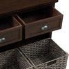 Storage Bench, 3 Drawers and 3 Rattan Boxes, Great for Extra Storage, Brown