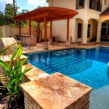 Rectangular Pool 3 - disappearing fountain and pergola