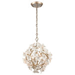 Corbett Lighting - Lily 18.5" Pendant, Enchanted Silver Leaf Finish, Porcelain Flowers - Striking designs, rich materials, and hand-applied finishes form fixtures that are the center of attention in any space they adorn. Designed from every angle, Corbett's stunning pieces must be seen to be believed.
