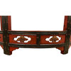Consigned 19th Century Antique Chinese Carved Red lacquered Half Moon Tables