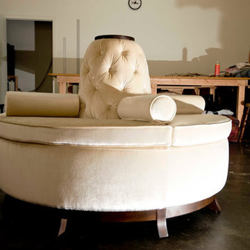 Center Banquette Sofa in Velvet from Robert Allen
