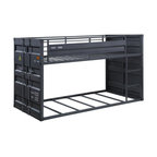 ACME Cargo Container Style Metal Twin over Twin Bunk Bed in Gunmetal