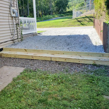 Landscaping, Gravel Driveway and Step Down