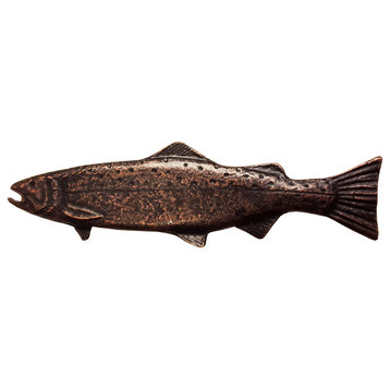 New Long Trout Left Face Cabinet Pull, Oil Rubbed Bronze