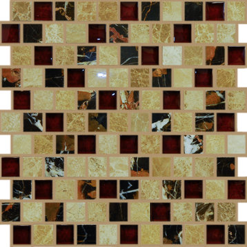 12"x12" Offset Imagination Mosaic, Set Of 4, Cherries Jubilee