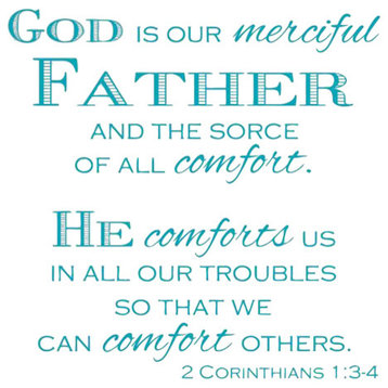 Decal Vinyl Wall Sticker God Is 2 Corinthians 1:3-4 Quote, Baby Blue