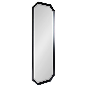 Calter Elongated Octagon Wall Mirror, Black 17.5x49.5