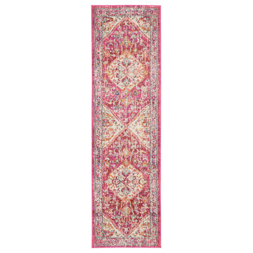 Nourison Passion PSN23 Ivory/Pink Runner 2'2" x 7'6" Area Rug