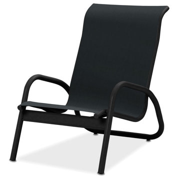 Gardenella Sling Stacking Poolside Chair, Textured Black, Black
