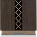 Decor Love - Contemporary Sideboard, Center Wine Rack & Side Cabinets With Shelves, Wenge - - Includes: one (1) buffet