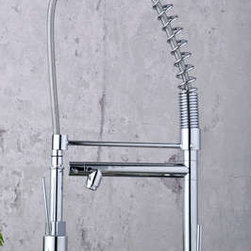 Solid Brass Spring Kitchen Tap with Two Spouts (Chrome Finish) T0783-2 - Kitchen Faucets