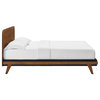 Platform Bed Dresser Chest Nightstand Set, Queen, Walnut, Wood, Modern