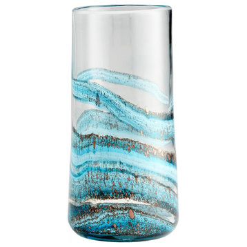 Large Rogue Vase, Blue//Gold Dust, Glass, 14.25"H (09985 MDMHV)