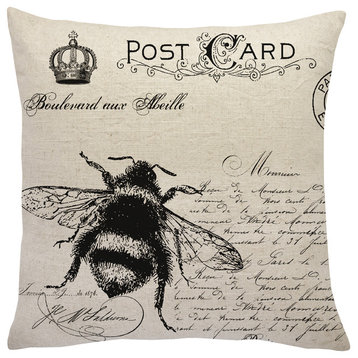 French Bee Linen Throw Pillow