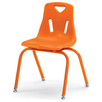 Berries Stacking Chair with Powder-Coated Legs - 16" Ht - Orange
