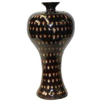 Chinese Ware Brown Black Pattern Glaze Ceramic Jar Vase ws1268
