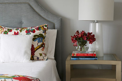 Inspiration for a transitional bedroom remodel in New York with gray walls