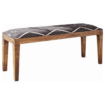 Coaster Contemporary Wood Bench with Upholstered Seat in Natural