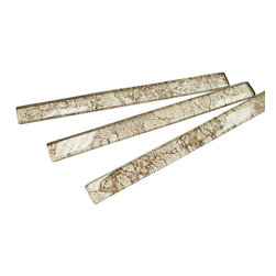 1x12 Glossy White and Gold Deco Subway Glass Mosaic Tiles - Home Accessories & Decor