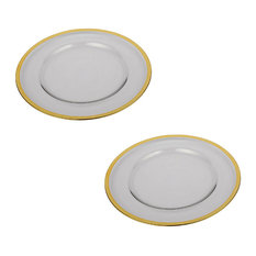 Glass Charger, 13", Gold Rim, Set of 2