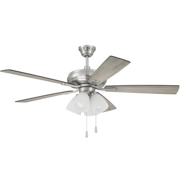 Eos 4 Light 52 in. Indoor Ceiling Fan, Brushed Polished Nickel, Driftwood/Walnut