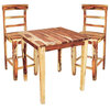 40" Square Dual Tone Rustic 3 PC Counter Height Table Set With Chairs