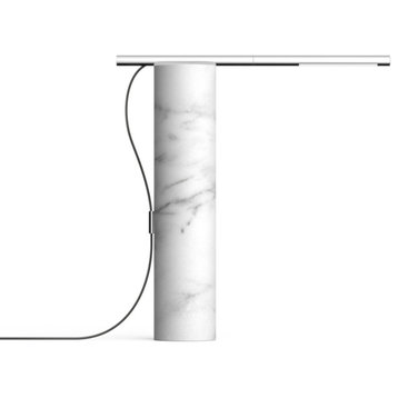 Pablo Designs T.O  Magic Wand Table Lamp, Carrara White W/Chrome