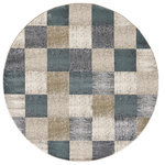 KAS - KAS Avalon 5617 Ivory Checkered Area Rug, 7'10" Round - Traditional and classic at a great value best describes our Avalon Collection! The updated color palette adds a fresh touch of elegance to any lifestyle. Machine-made of 100% polypropelene, this collection is a tremendous value and makes for easy upkeep. Avalon is made in Turkey and has a 1/2" pile height.