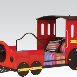 Acme 37235AT Tobi Red and Black Twin Bed - Baby And Kids