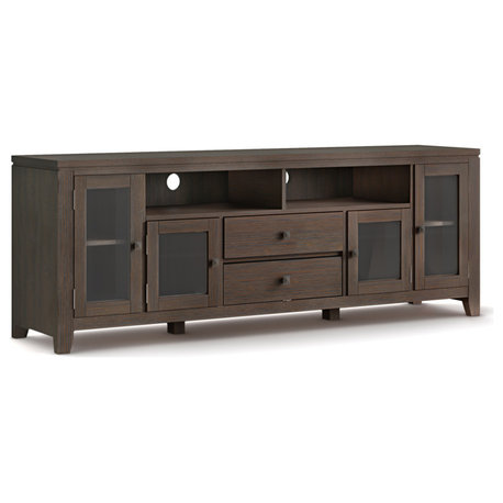 Cosmopolitan SOLID WOOD 72 inch Wide TV Media Stand For TVs up to 80 inches, Farmhouse Brown