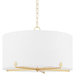 Mitzi by Hudson Valley Lighting - Darlene 5-Light Chandelier, Aged Brass Finish, White Linen Shade - Features: