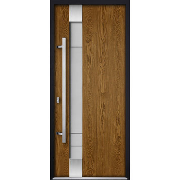 Exterior Prehung Steel Door Deux 1713 Natural Oak