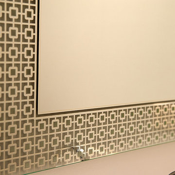 Modern Bathroom Mirror with Geometric Chrome Frame