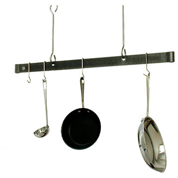 Handcrafted 48" Offset Hook Ceiling Bar w 12 Hooks Hammered Steel