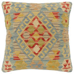 Bareens Designer Rugs - Boho Chic Turkish Luu Hand Woven Kilim Pillow - Embellish your home with this timeless casual chic handmade Southwestern Kilim throw pillow covers made with wool and cotton. Constructed on a loom by Nomad Turkman people with hand spun wool and Natural Vegetable dyes these beautiful Kilim pillow covers are known for their beautiful repetitive geometrical, naturalistic floral and traditional patterns yet still giving it a moden look. Masterfully artisan-crafted on traditional Kilim looms with a contemporary fashion palette producing bold intricate sharp patterns making them a standout piece in any decor.