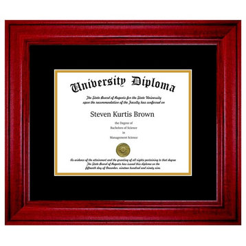 Single Diploma Frame with Double Matting, Premium Cherry, 14"x17", UV