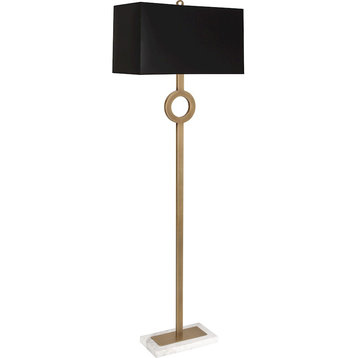 Robert Abbey Oculus 1 Light Floor Lamp, Brass/White Marble/Black