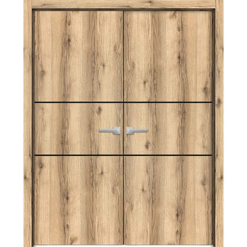 Solid French Double Doors 56 x 80 | Planum 0014 Oak with