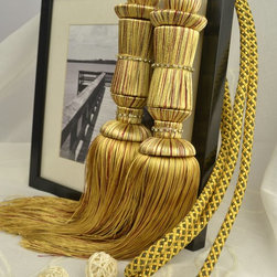 6 Colors QYM26 Polyester Curtain Tassel Tie Backs in Yellow Color - Window Treatment Accessories
