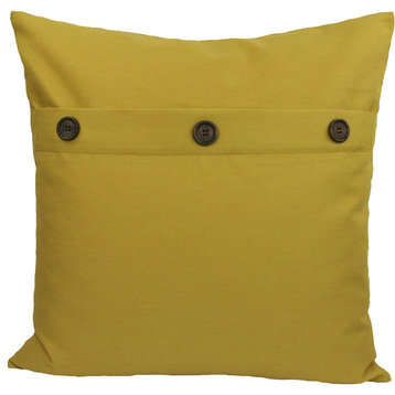 20" Solid Color Pillow With Buttons, Gold