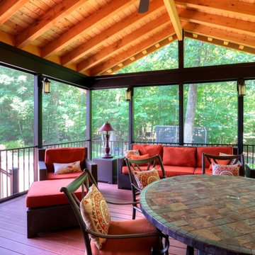 Centreville Screen Porch with Black Trim & Cedar Ceiling
