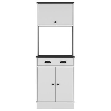 Pantry Cabinet Microwave Stand Warden, White/Black