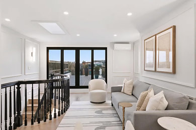 Staircase - huge contemporary wooden straight wood railing staircase idea in DC Metro with wooden risers
