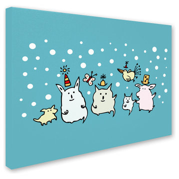 'Christmas Creatures in Blue' Canvas Art by Carla Martell