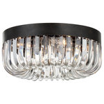 Crystorama - Alister 5 Light Charcoal Bronze Ceiling Mount - The Alister collection evokes boldness and glamour with its dramatic styling and faceted cut crystal shapes. For maximum crystal brilliance, the light source is positioned inside the U-shaped crystals uniformly arranged around a metal frame casting a stunning effect.