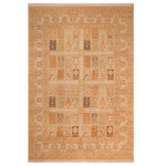 Bareens Designer Rugs - Turkish Knotted Istanbul Dierdre Gold/Brown Wool Rug 7'11'' x 10'0'' - Designed with a mesmerizing intricate traditional motif this glorious hand knotted rug is a masterpiece that will fill any space with sophistication and grace. An exhilarating color pallet with an elaborate design, this masterpiece features luxurious hand spun wool with all vegetable dyes to add comfort and style to your decor. The design, color and beautiful chromatic composition with a sheen in traditional and transitional designs, exude beauty, elegance and quality make this rug a masterpiece of its own.