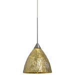 Besa Lighting - Besa Lighting 1XT-EVEGS-SN Eve-One Light Cd Pendant 5 In Wide  4.5 Inche - Canopy Included: Yes  Canopy DiEve-One Light Cord P Stone Gold Foil Glas *UL Approved: YES Energy Star Qualified: n/a ADA Certified: n/a  *Number of Lights: 1-*Wattage:50w Halogen bulb(s) *Bulb Included:Yes *Bulb Type:Halogen *Finish Type:Bronze