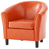 Nouvelle Modern Orange Leather Donut Accent Chair