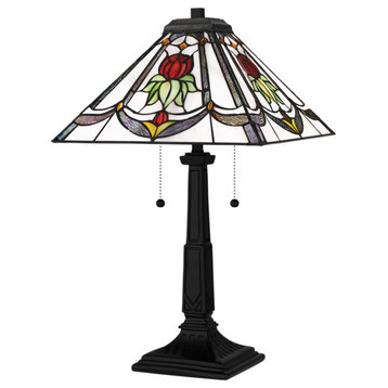 Luxury Glam Tiffany Table Lamp, Matte Black, UQL7016