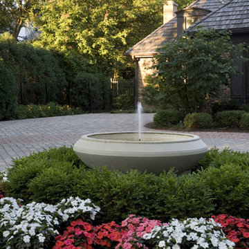 Driveway Fountain and Flowers